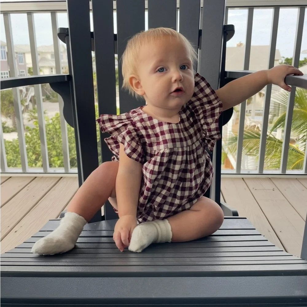 GAP Checkered Ruffle Diaper Cover - Purple and White